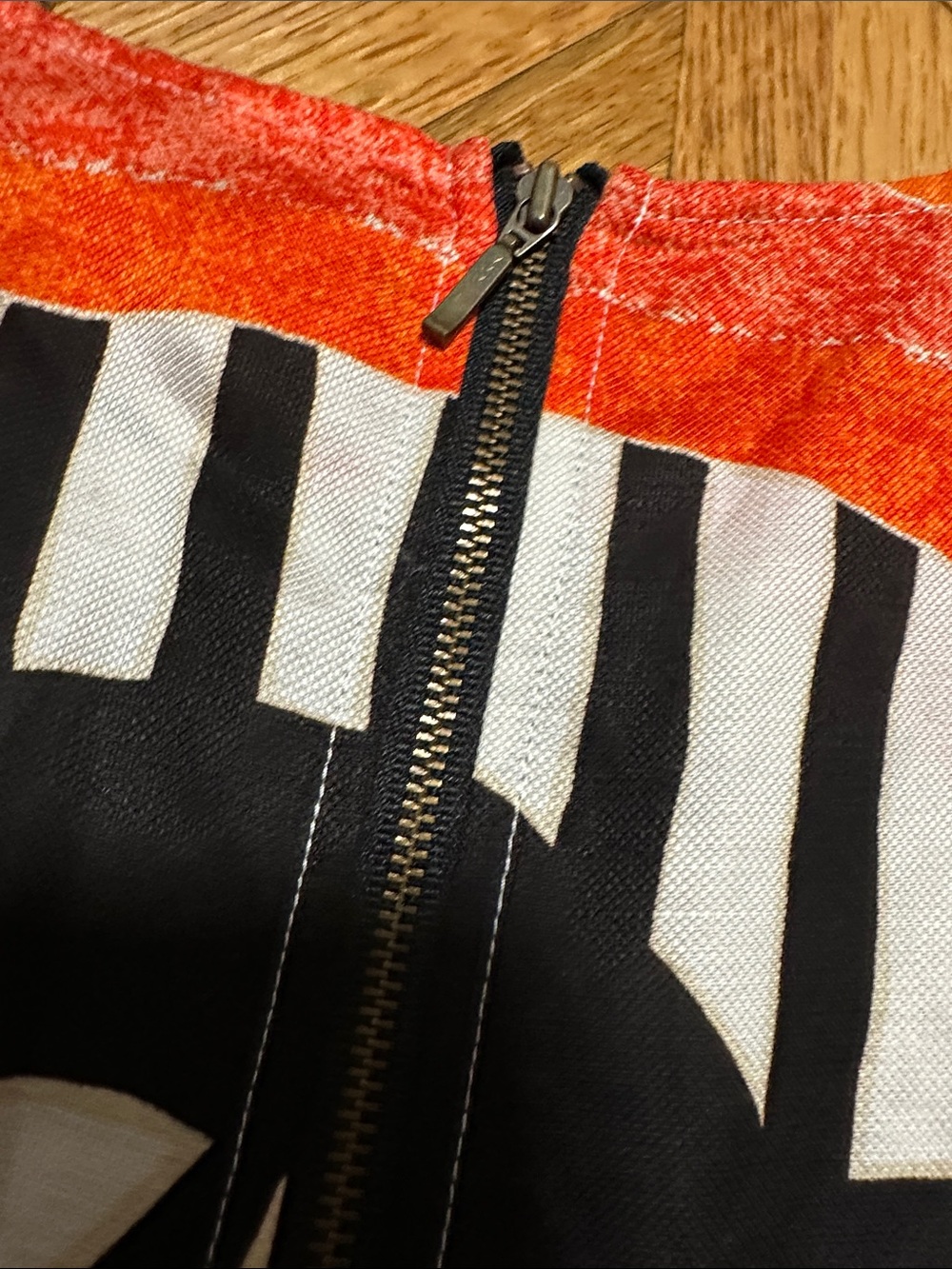 sass & bide Orange, Black & White Geometric Midi Dress - Picture 3 of 8